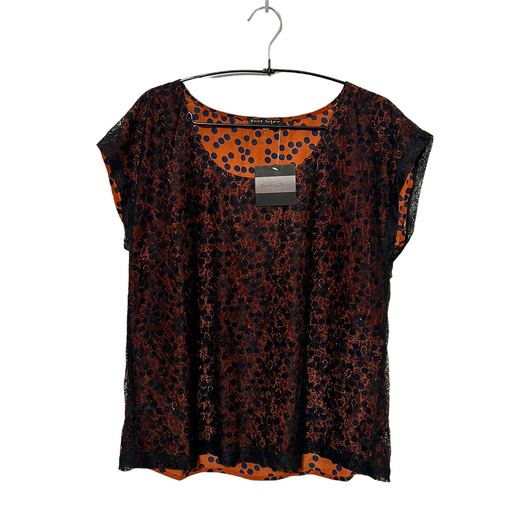 Pure Sugar Blouse Lace top Black Brown Womens top Medium